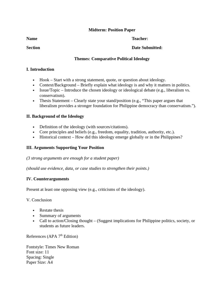 Comparative Position Paper Midterm | PDF