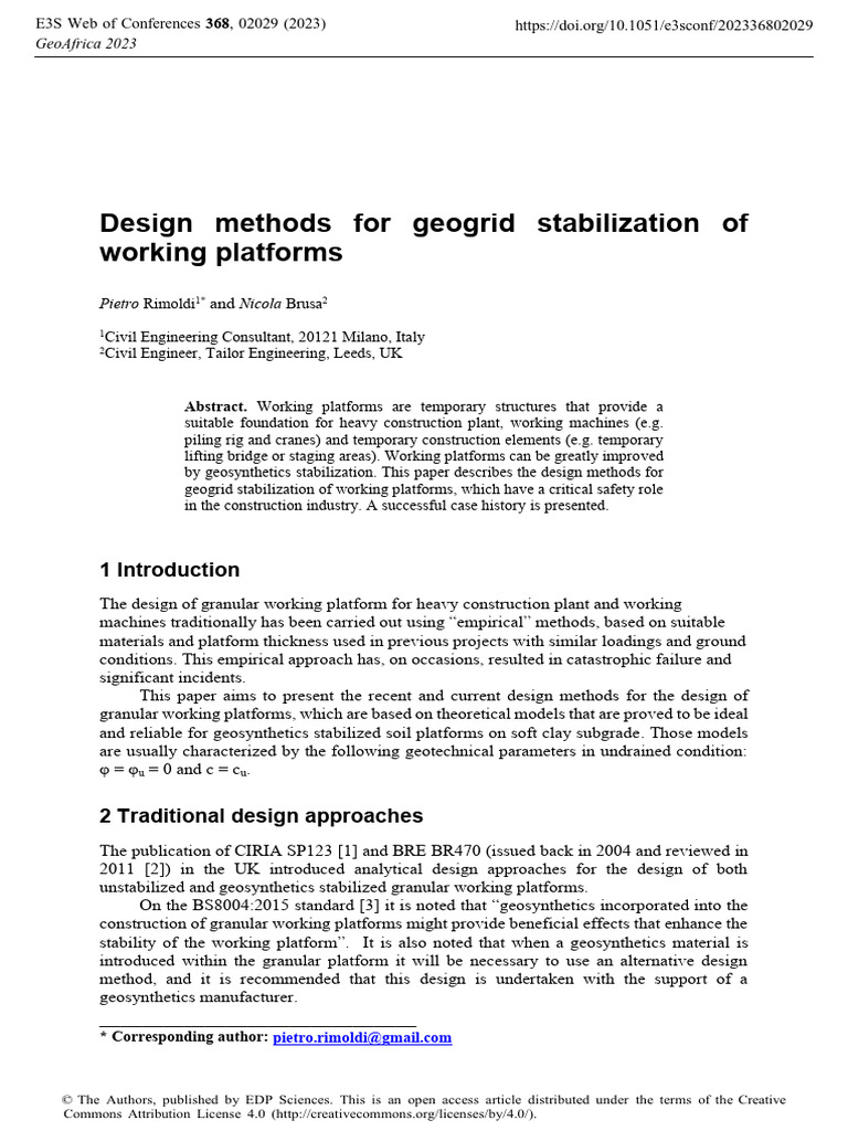 Geogrid Stabilization for Working Platforms | PDF | Stress (Mechanics ...