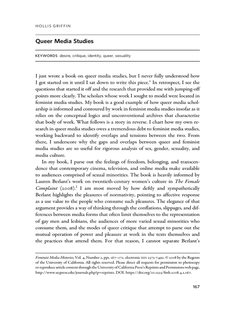 Queer Media Studies: Feminist Insights | PDF | Feminism | Gender Studies