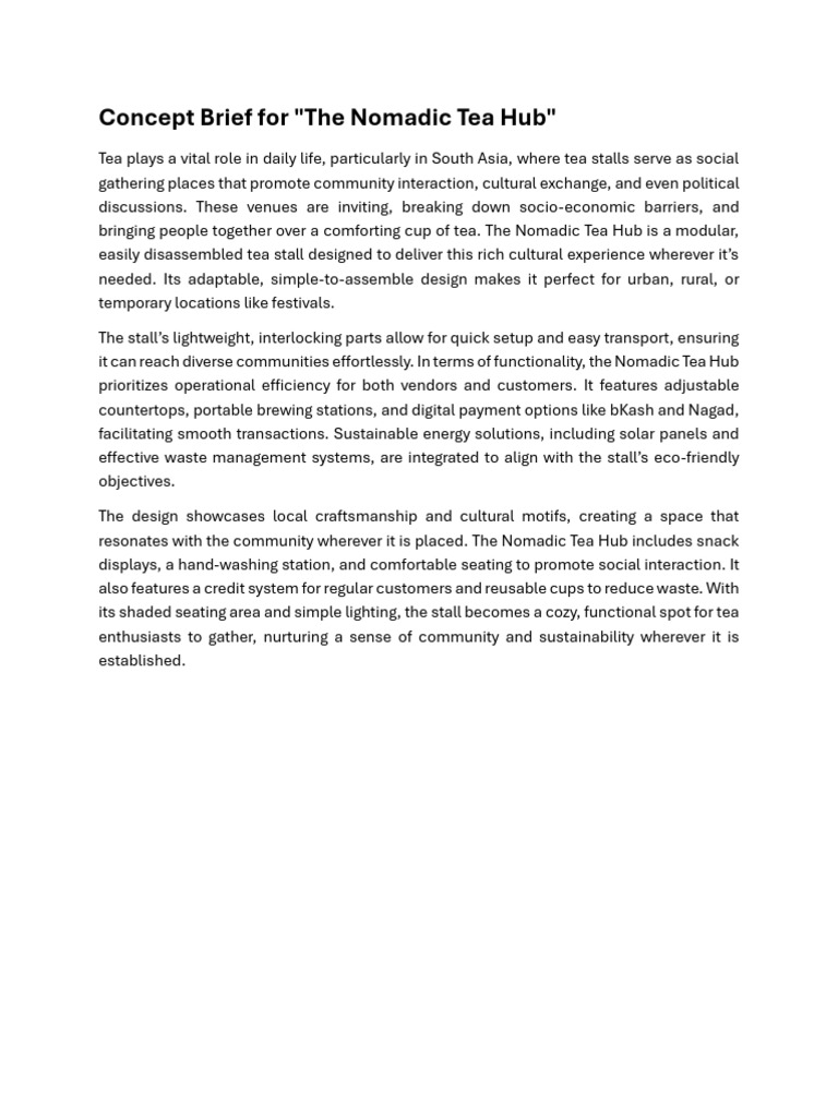 Modular Nomadic Tea Hub Concept | PDF