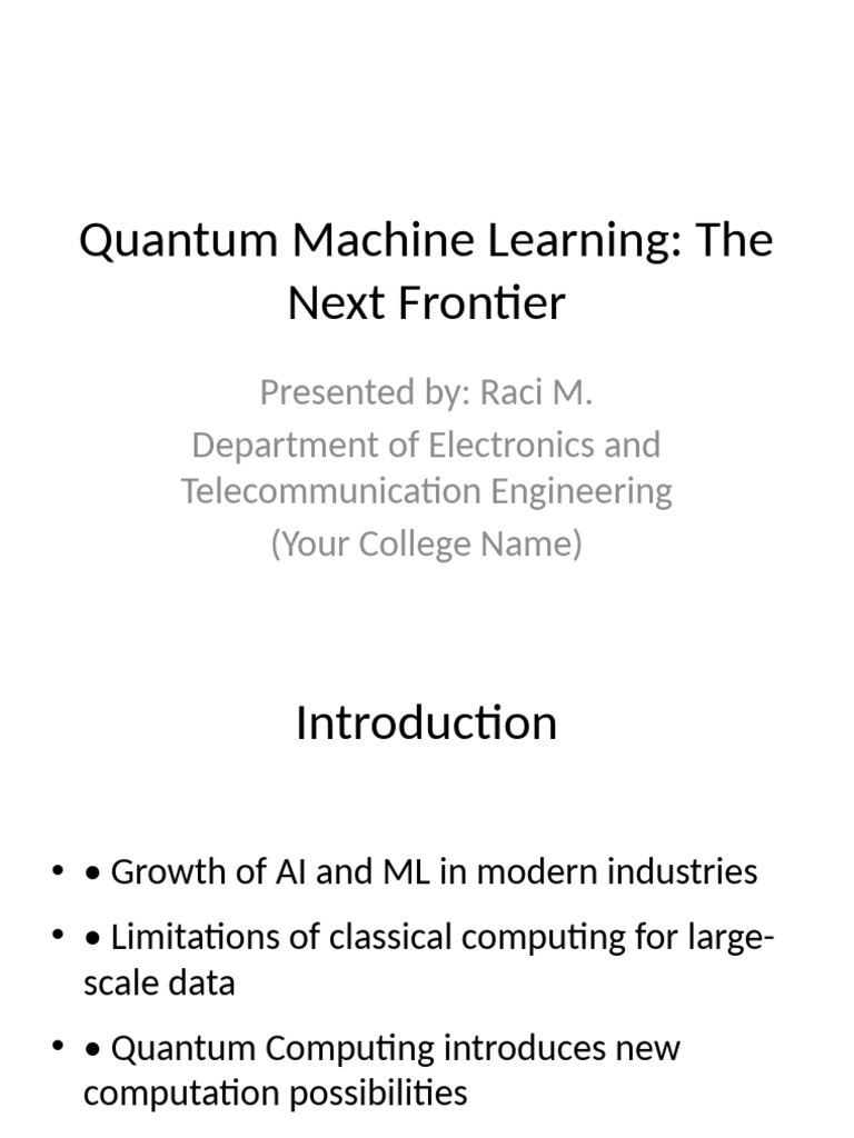Quantum Machine Learning Explained | PDF