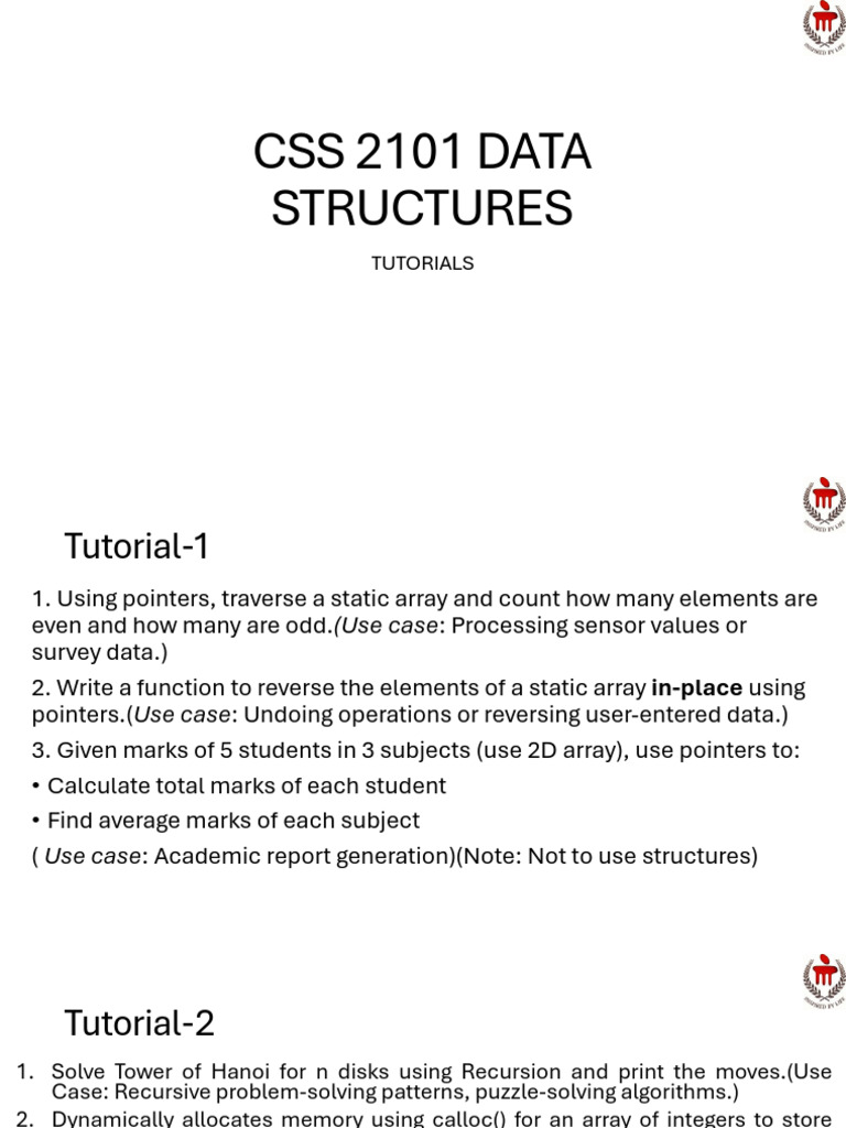 CSS 2101 DATA STRUCTURES TUTORIALS | PDF | Queue (Abstract Data Type ...