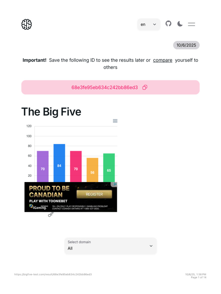 Big Five Personality Test Results | PDF | Psychological Theories ...