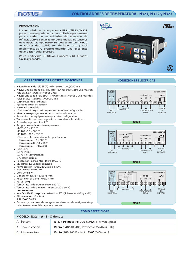 Controladores de Temperatura N321-N323 | PDF | Relé | Ingenieria Eléctrica