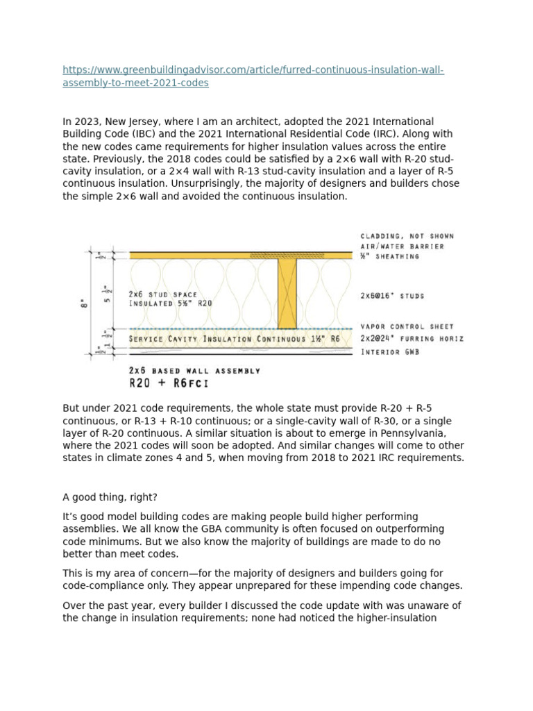 Furred Continuous Insulation for 2021 Codes | PDF | Building Insulation ...