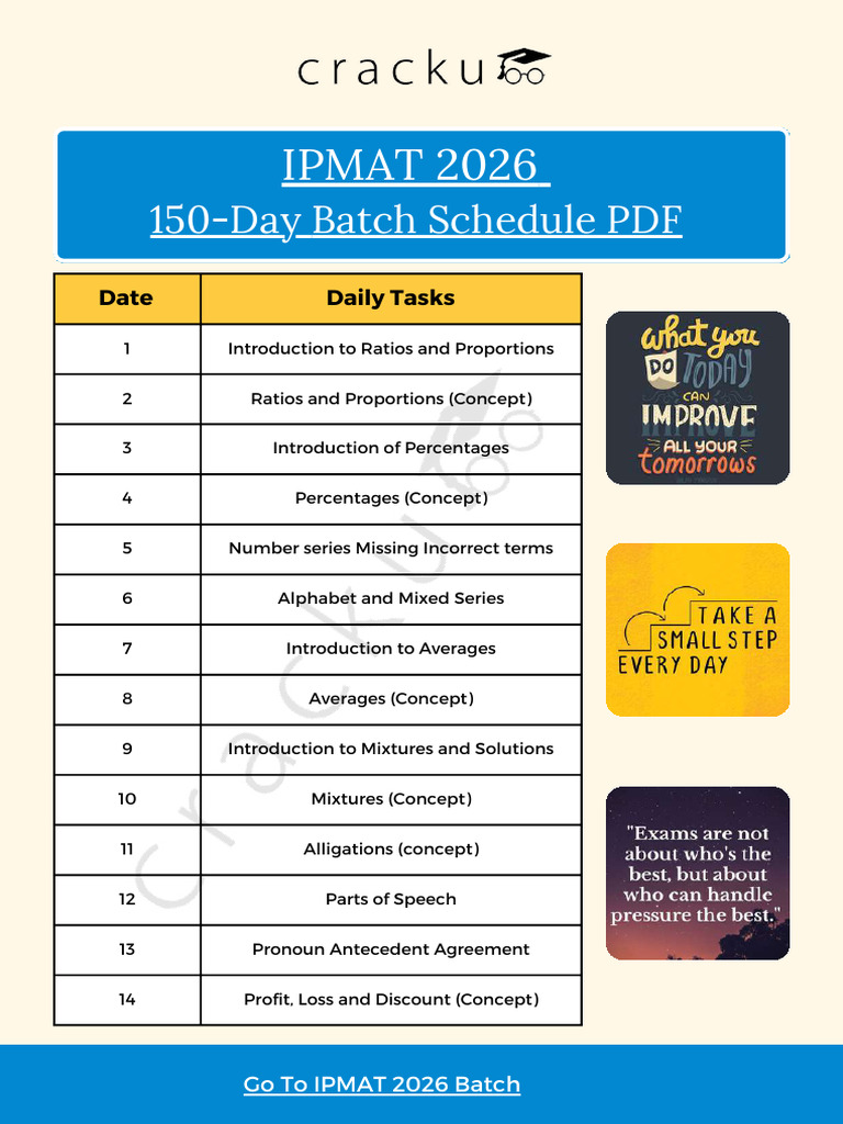 IPMAT 2026 150-Day Batch Schedule PDF | PDF | Part Of Speech | Algebra