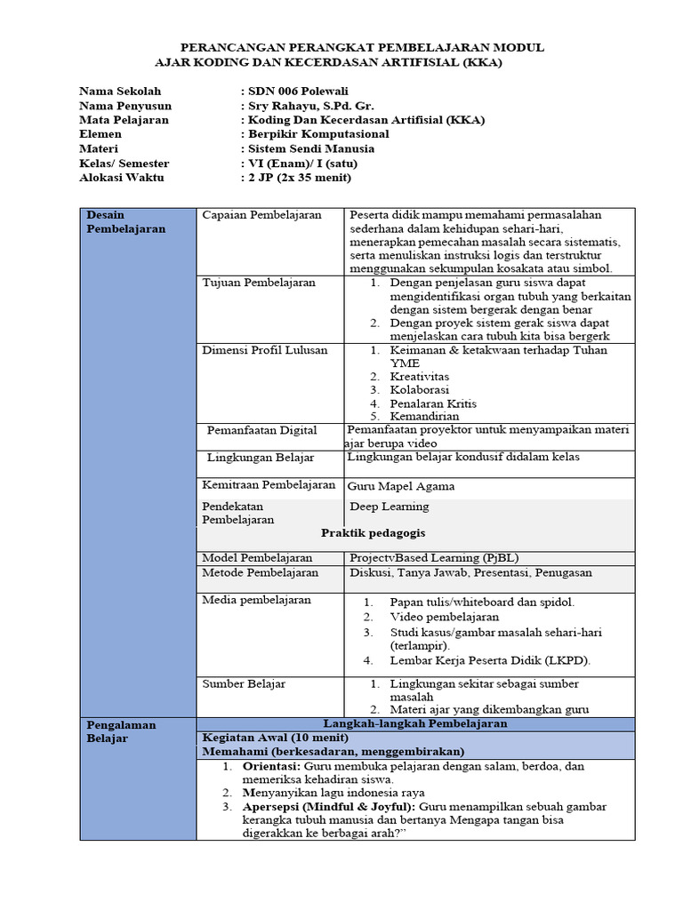 Modul Ajar Koding dan Kecerdasan AI | PDF