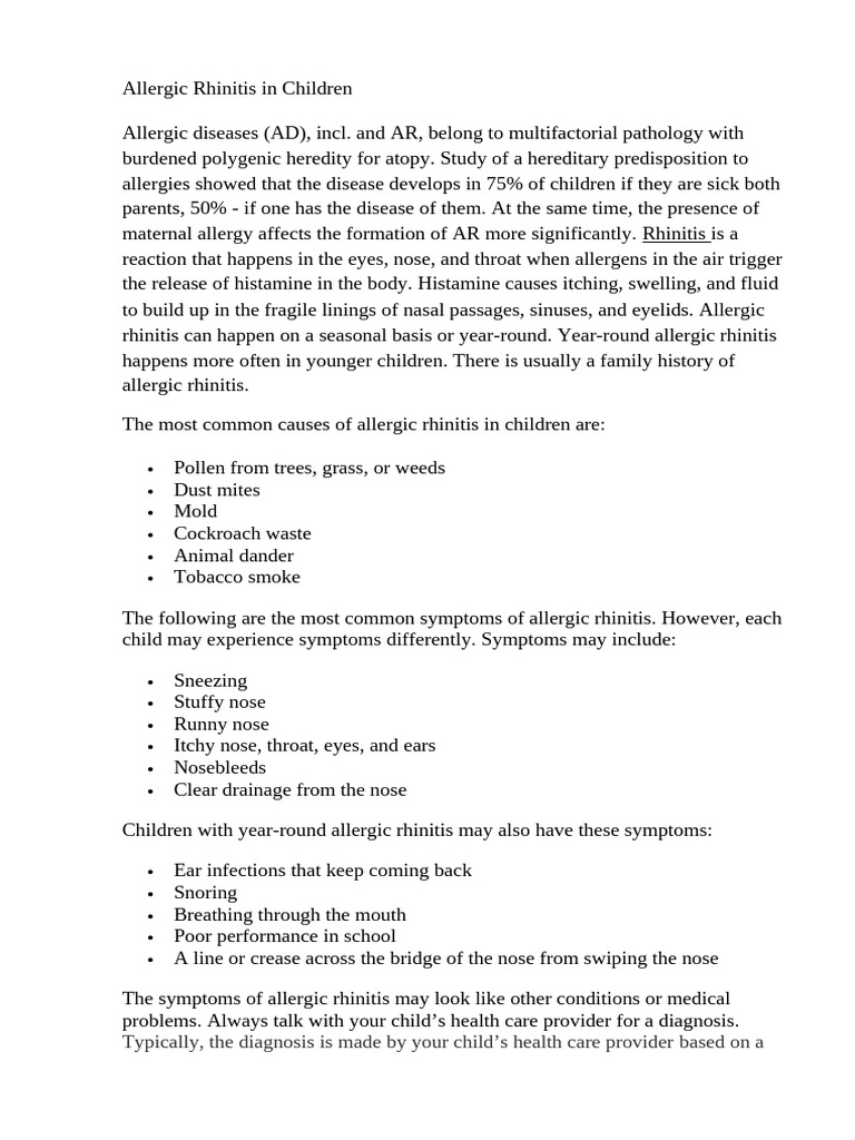 Understanding Allergic Rhinitis in Children | PDF | Allergy | Allergen