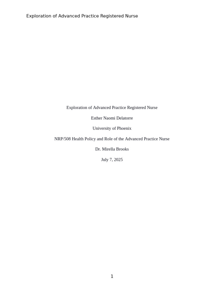 Week 1 Assignment | PDF | Nurse Practitioner | Nursing