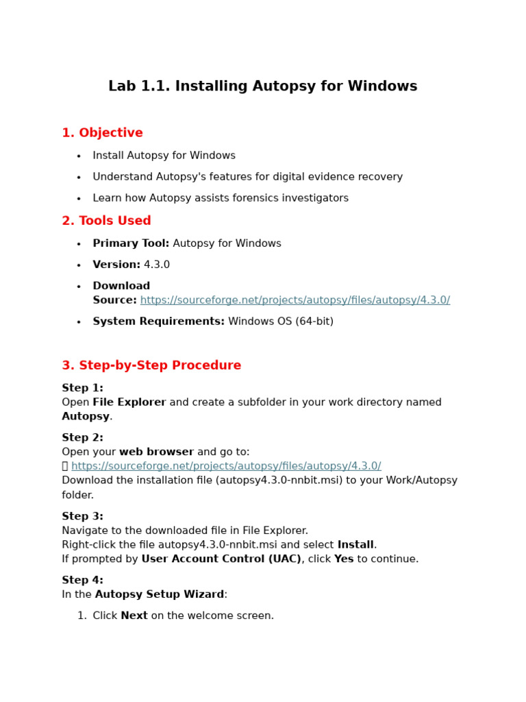 Installing Autopsy on Windows 10 | PDF