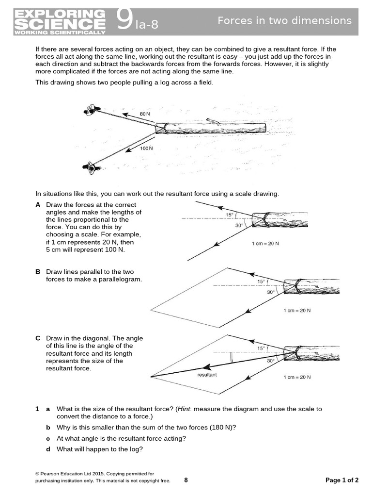 9ia-8 Force in Two Dimensions | PDF | Force | Physical Quantities