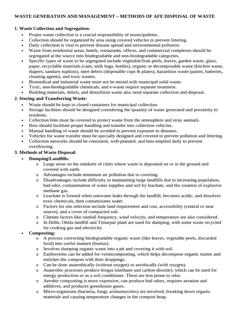 Waste Management Methods and Disposal Techniques | PDF | Waste | Soil