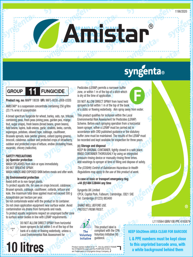 Amistar® Fungicide Label Information | PDF | Fungicide | Broccoli