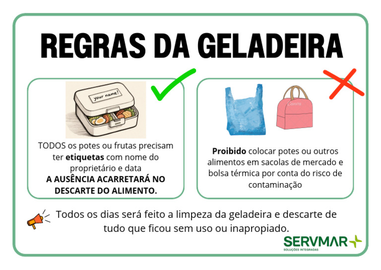 Regras de Uso da Geladeira Compartilhada | PDF