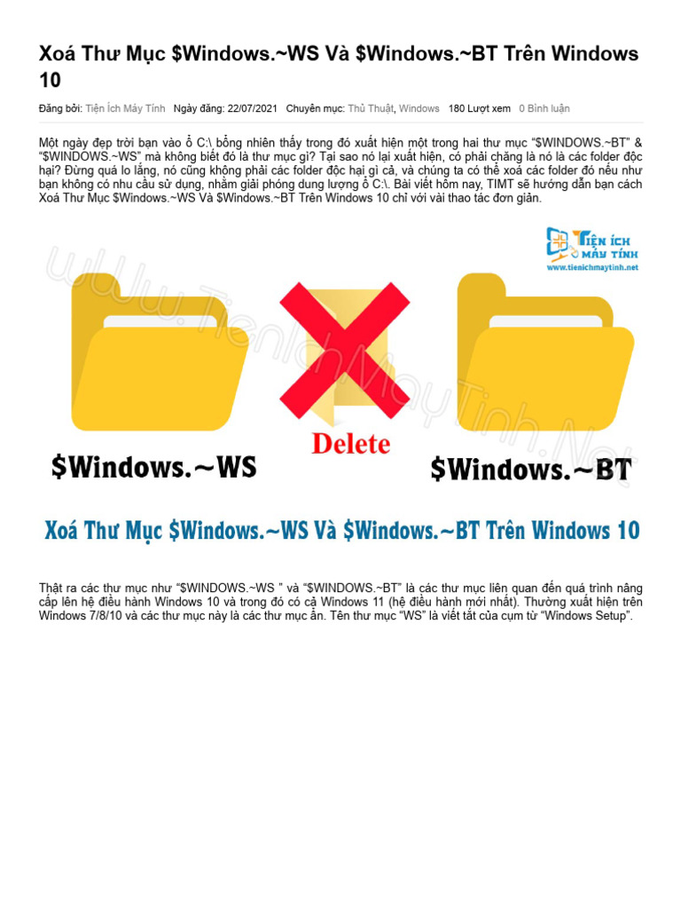Xoá Thư M C $windows. - Ws Và $windows. - BT Trên Windows 10 | PDF