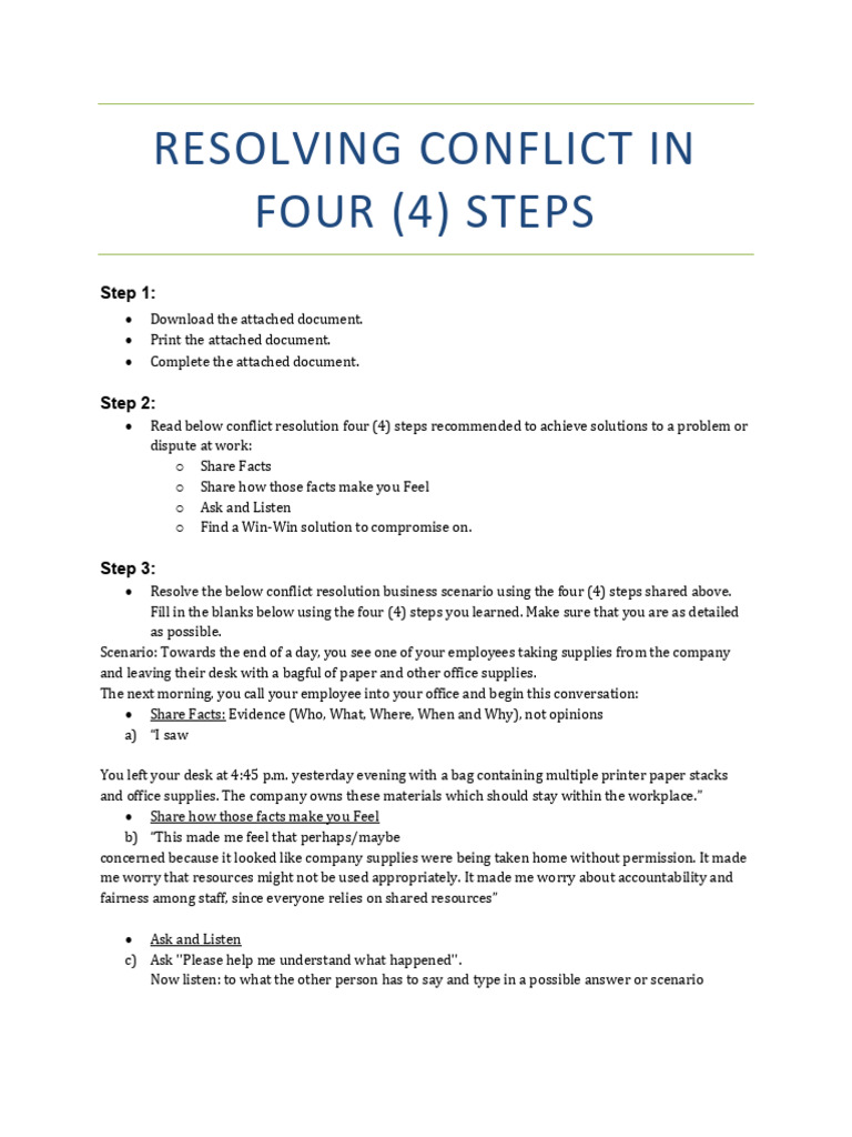 Resolving Conflict in Four (4) Steps-3-1 | PDF | Conflict Resolution