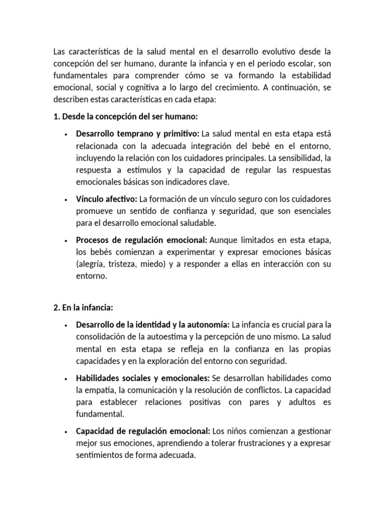 Salud Mental en el Desarrollo Evolutivo | PDF | Las emociones | Salud ...
