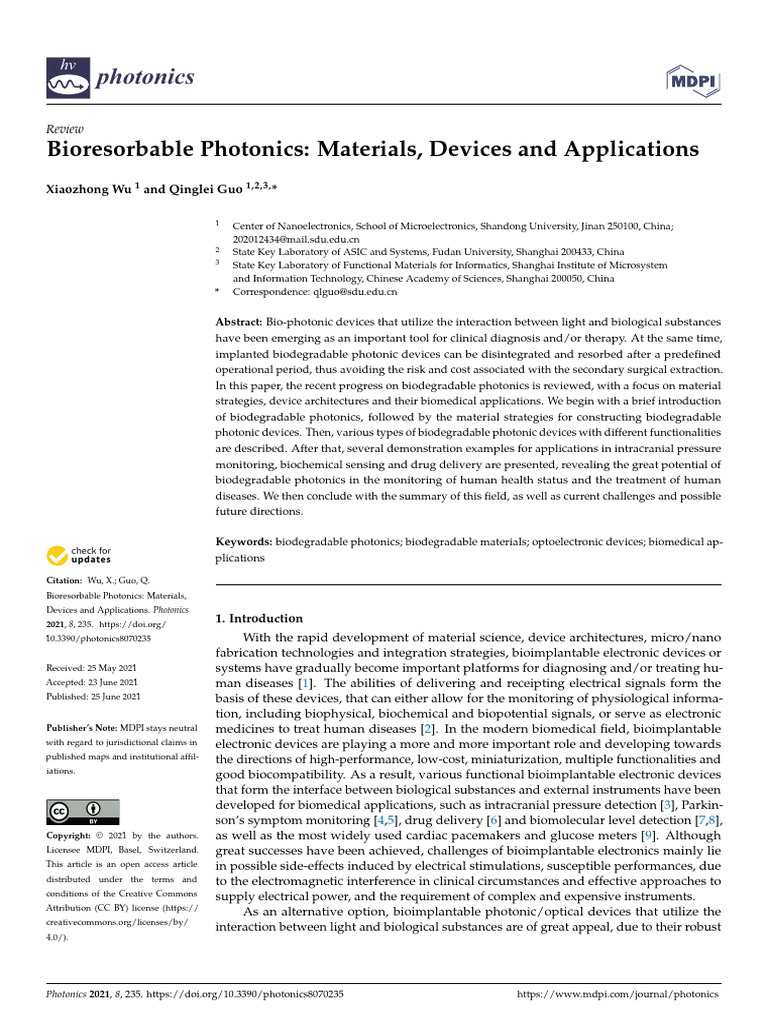 12 - Bioresorbable Photonics Materials, Devices and Applications | PDF ...