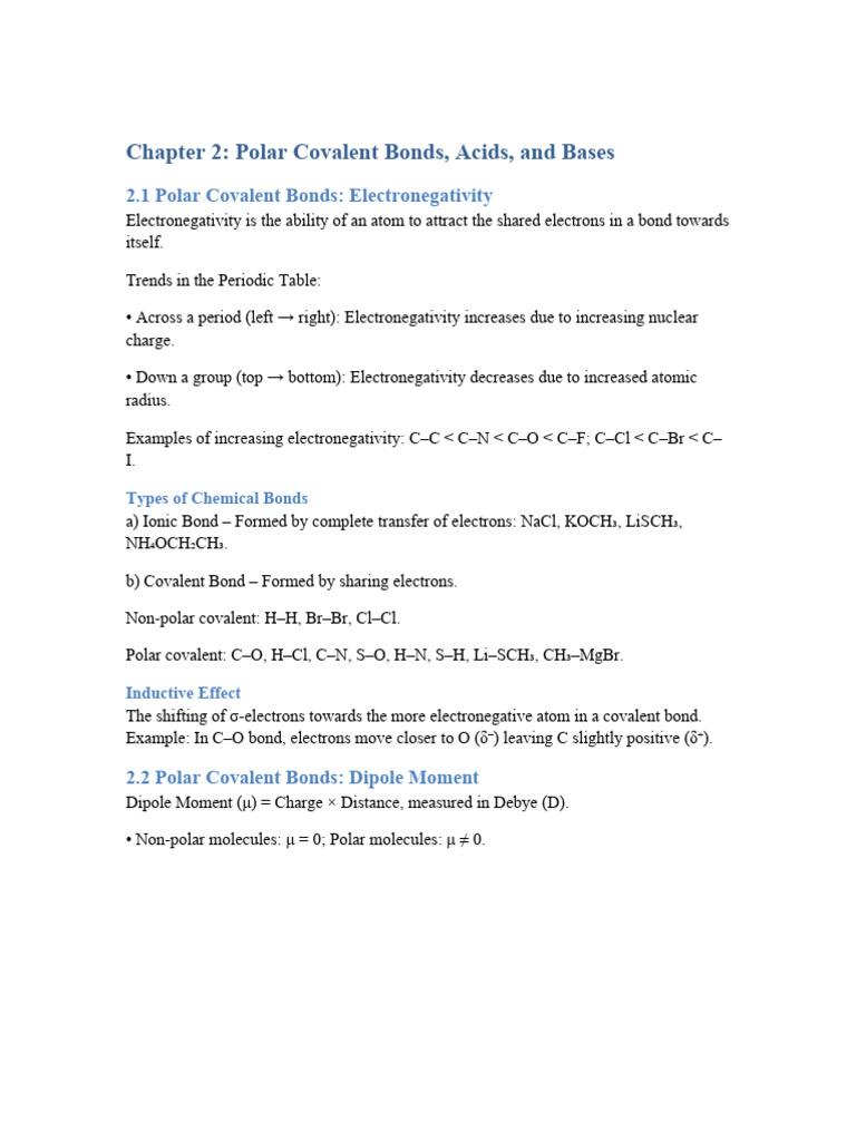 CH 2 Polar Covalent Bonds | PDF | Chemical Bond | Covalent Bond