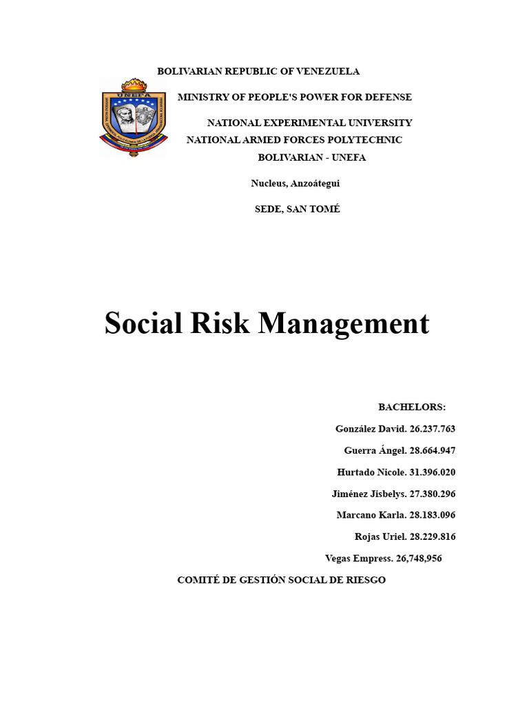 Social Risk Management Committee | PDF | Emergency Management | Firefighter