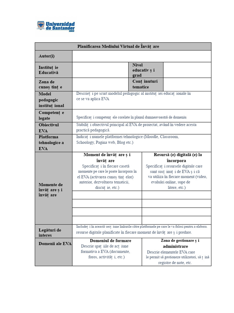 Format de Planificare EVA | PDF