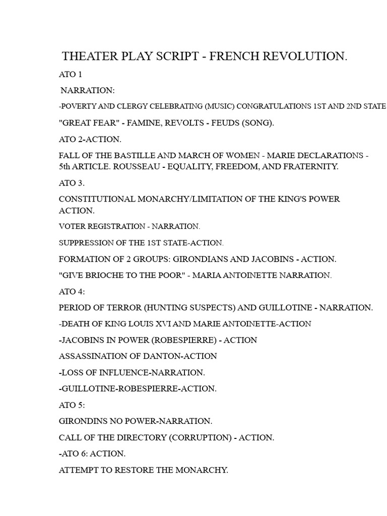 SCRIPT FOR THEATER PLAY FRENCH REVOLUTION | PDF | French Revolution ...