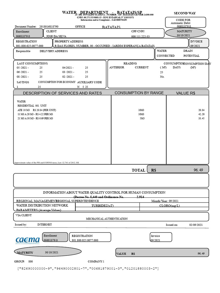 Water Bill 011 | PDF | Water Supply | Fresh Water