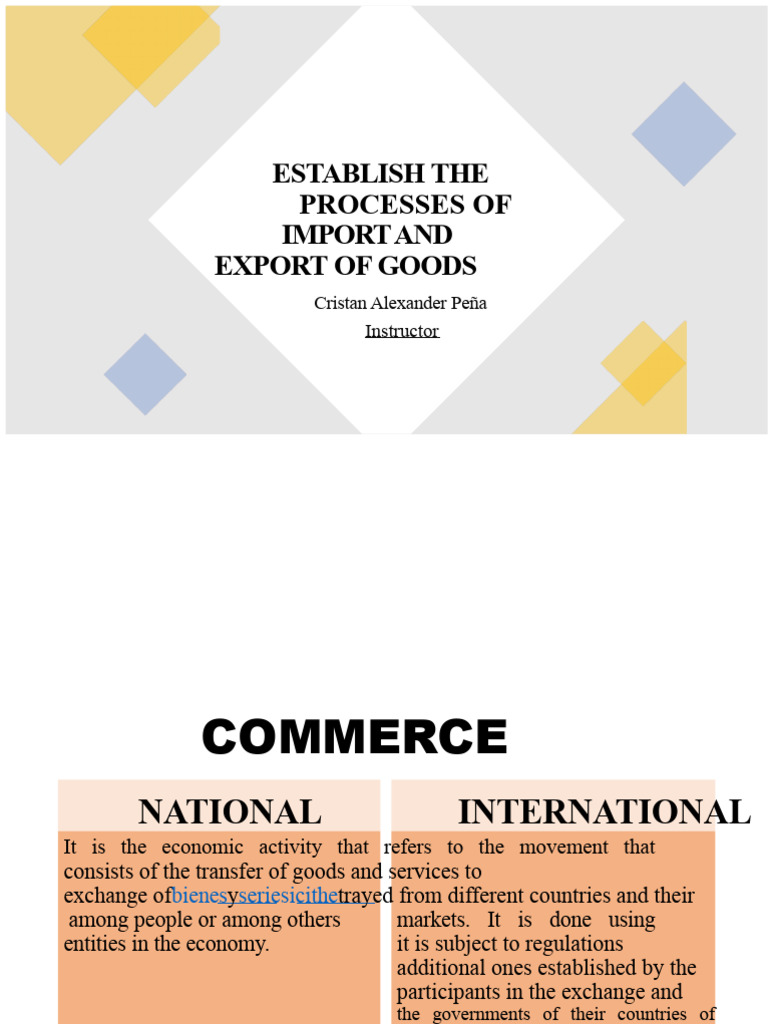 Establish The Import and Export Processes | PDF | Business | Trade