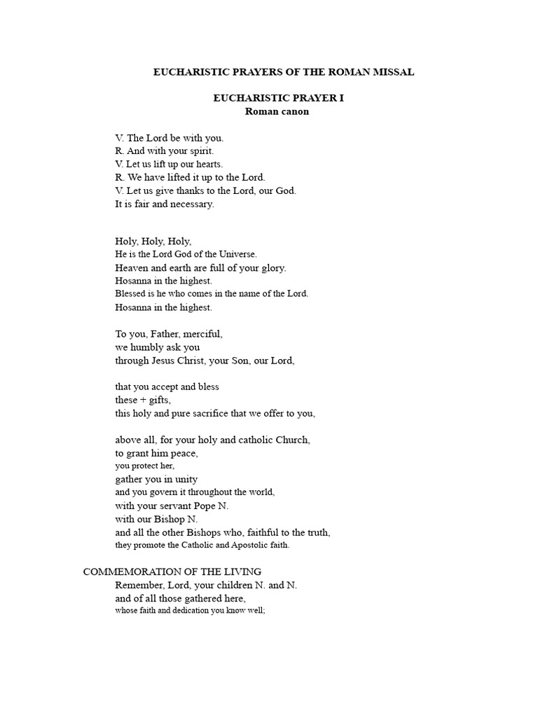 Eucharistic Prayers: Roman Missal Texts | PDF | Eucharist | Catholic Church