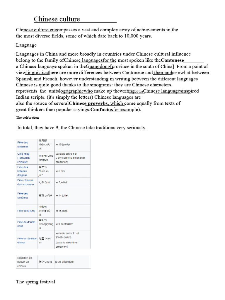 Chinese culture | PDF | Chinese Language | Chinese Culture