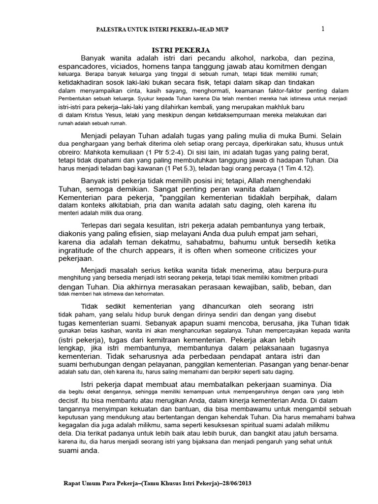 Peran Istri Pekerja dalam Kementerian | PDF