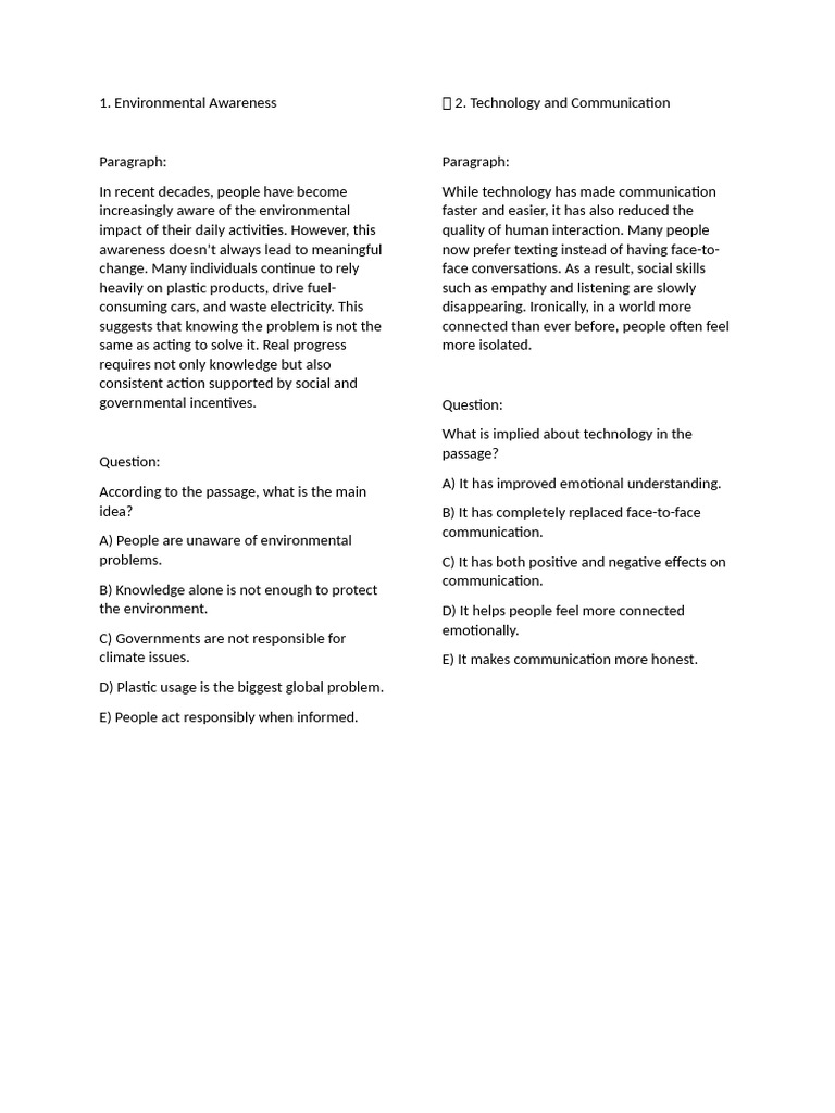 Environmental Awareness and Action | PDF | Communication | Natural ...