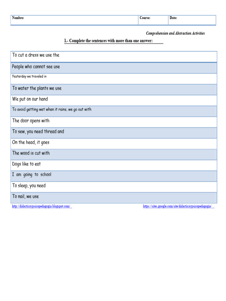 Activities of Comprehension and Abstraction | PDF