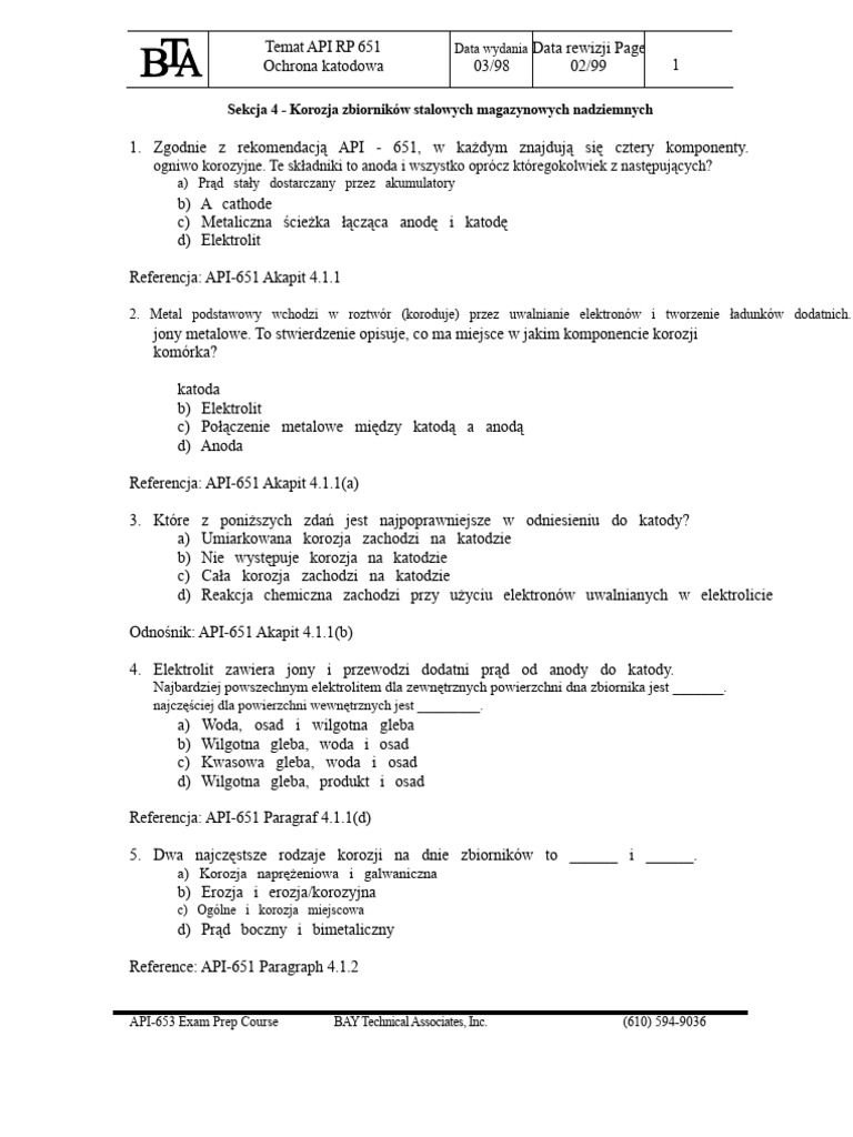 Sekcja 4 Pytania Praktyczne API-651 | PDF