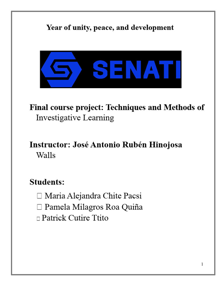Final Group Project in Techniques and Methods of Investigative Learning ...