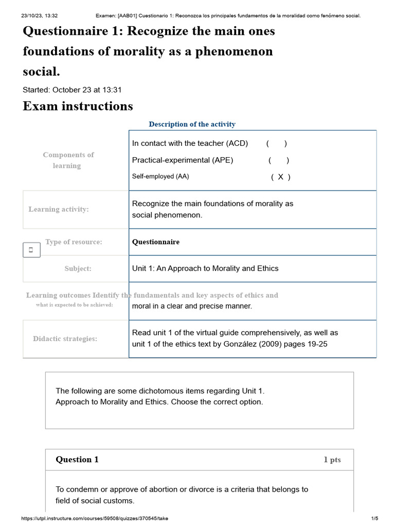 Morality Foundations Questionnaire Exam | PDF | Morality | Psychology