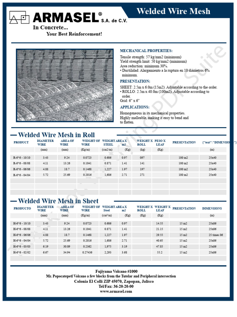 Welded Wire Mesh Specifications & Uses | PDF | Structural Engineering ...