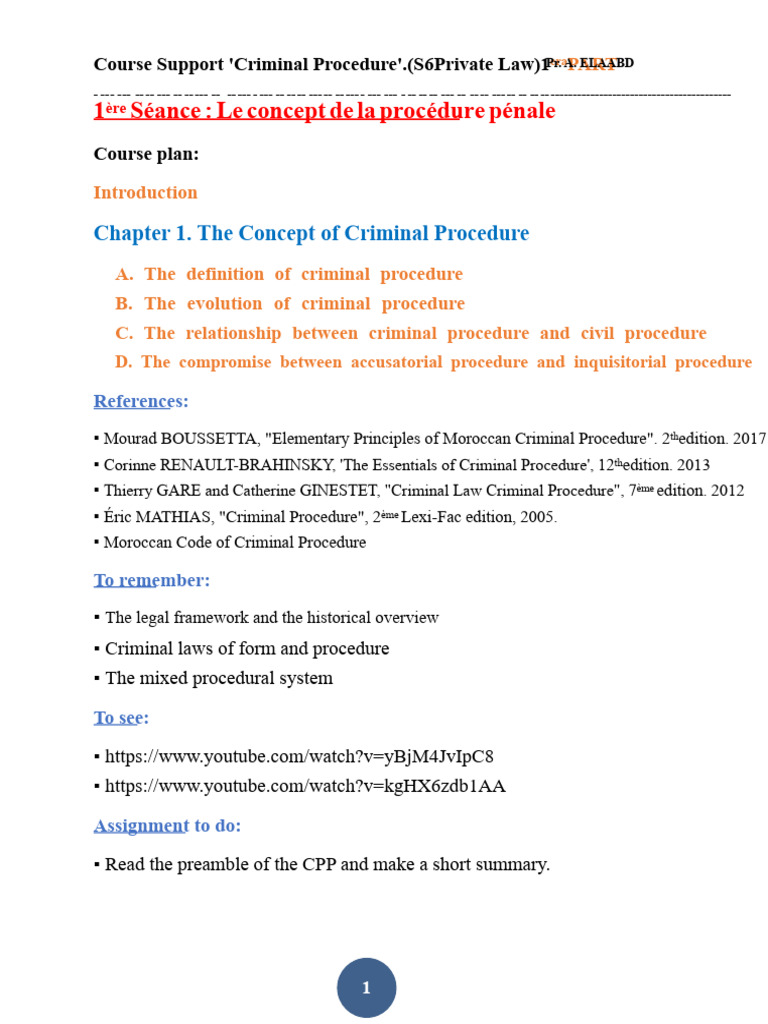 Criminal Procedure Part 1 A. ELAABD | PDF | Prosecutor | Judgment (Law)