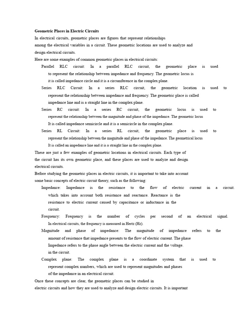 Geometric Places in Electric Circuits | PDF | Electrical Impedance ...