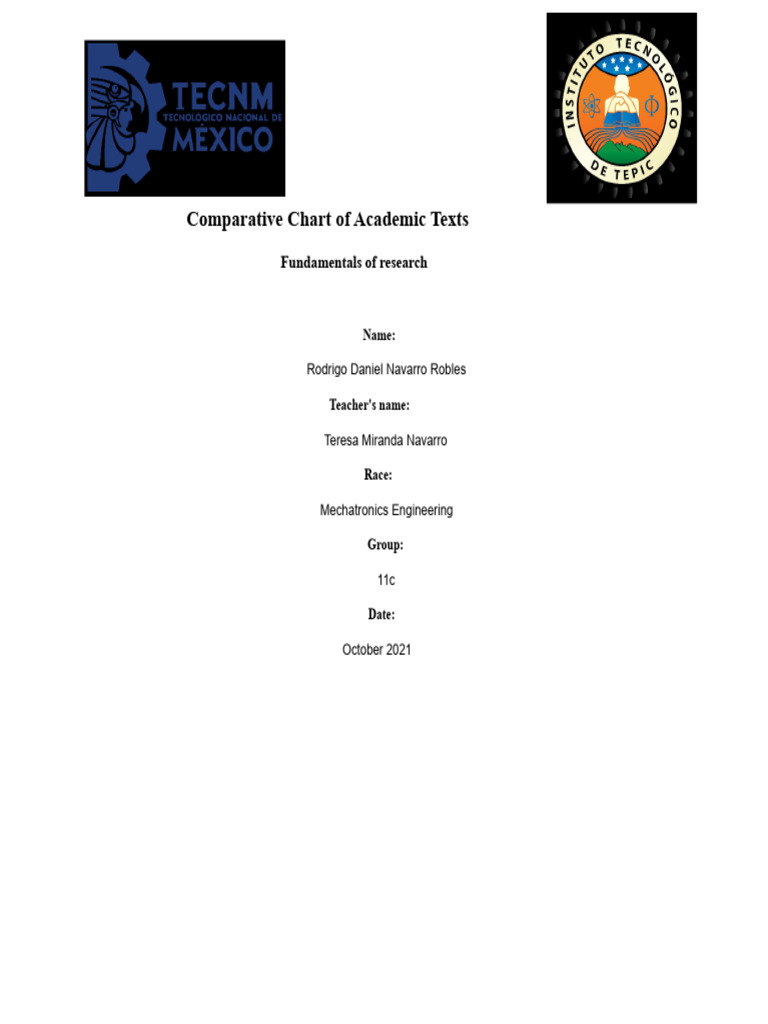 2.3. Comparative Table of Academic Texts | PDF | Essays | Methodology