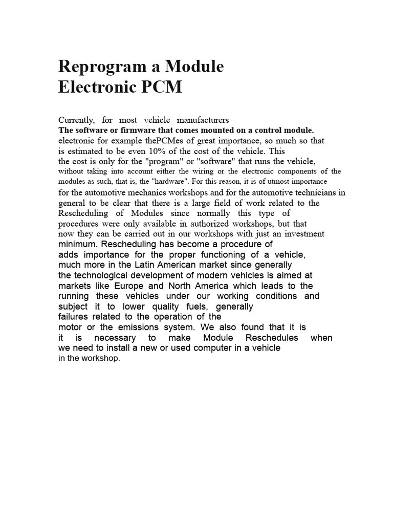Reprogramming an Electronic PCM Module | PDF | Read Only Memory | Vehicles