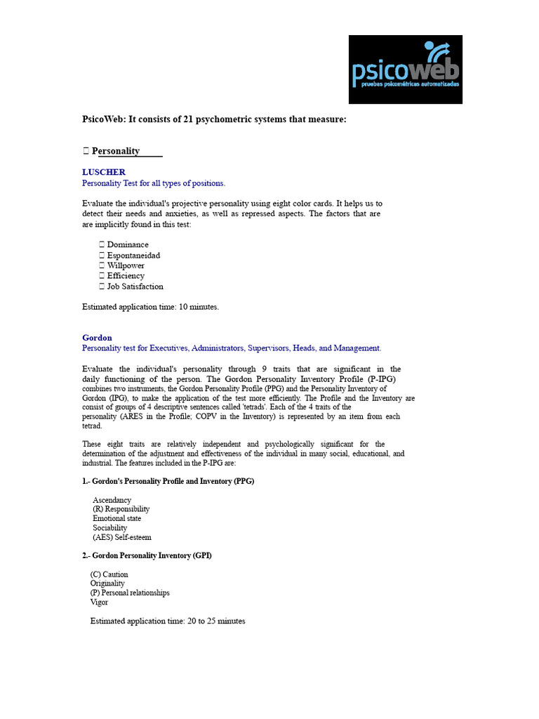 Comprehensive Psychometric Testing Systems | PDF | Intelligence ...