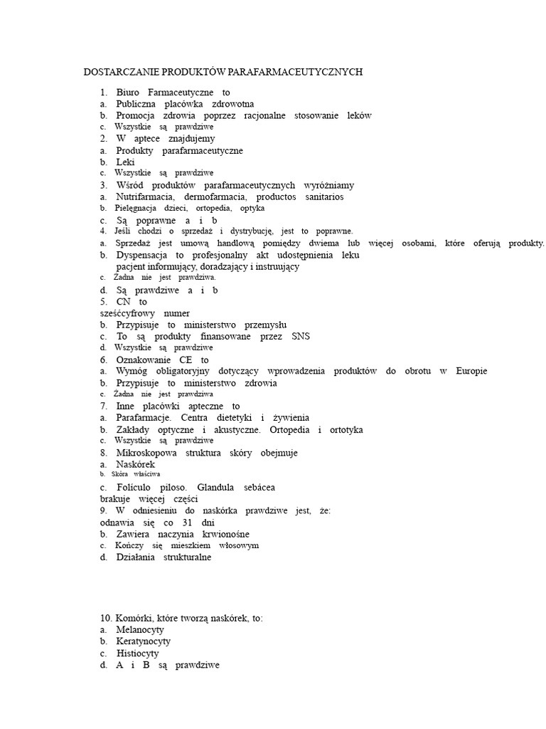 Dispensacja Produktów Parafarmaceutycznych | PDF