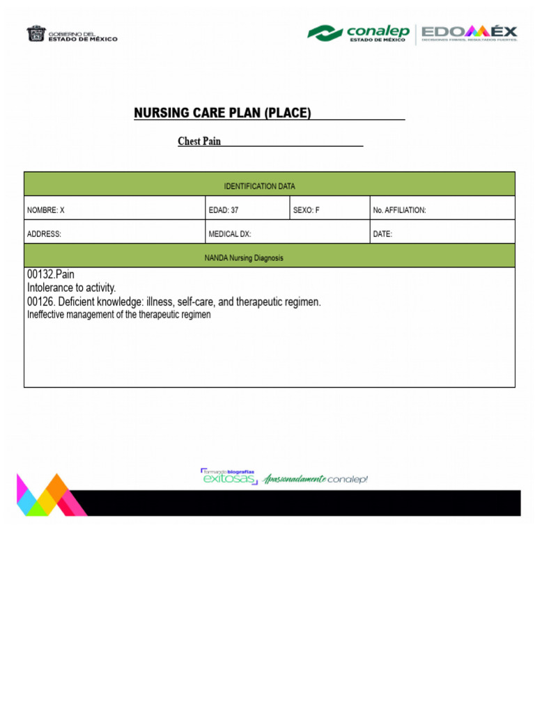 Nursing Care Plan for Chest Pain | PDF | Pain | Cardiovascular System