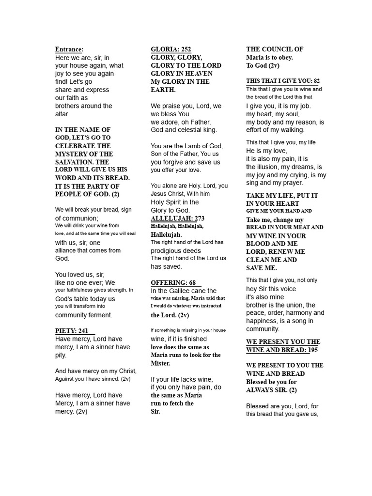 Songs For The Month of July | PDF | Glory (Religion) | God In Christianity