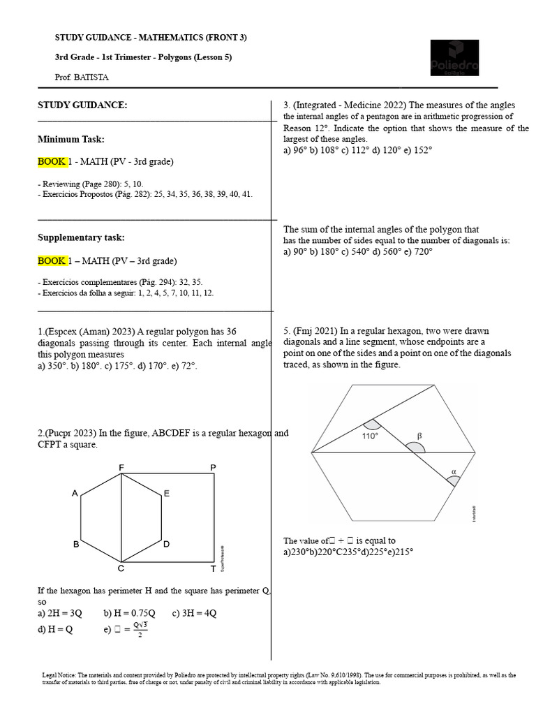 3rd Grade Math Study Guide: Polygons | PDF | Triangle | Circle