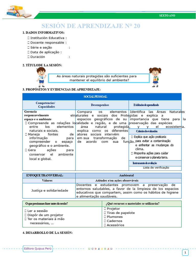 1.- Sessões de aprendizagem - EDA IV Semana 3 - Editora Quipus Peru ...