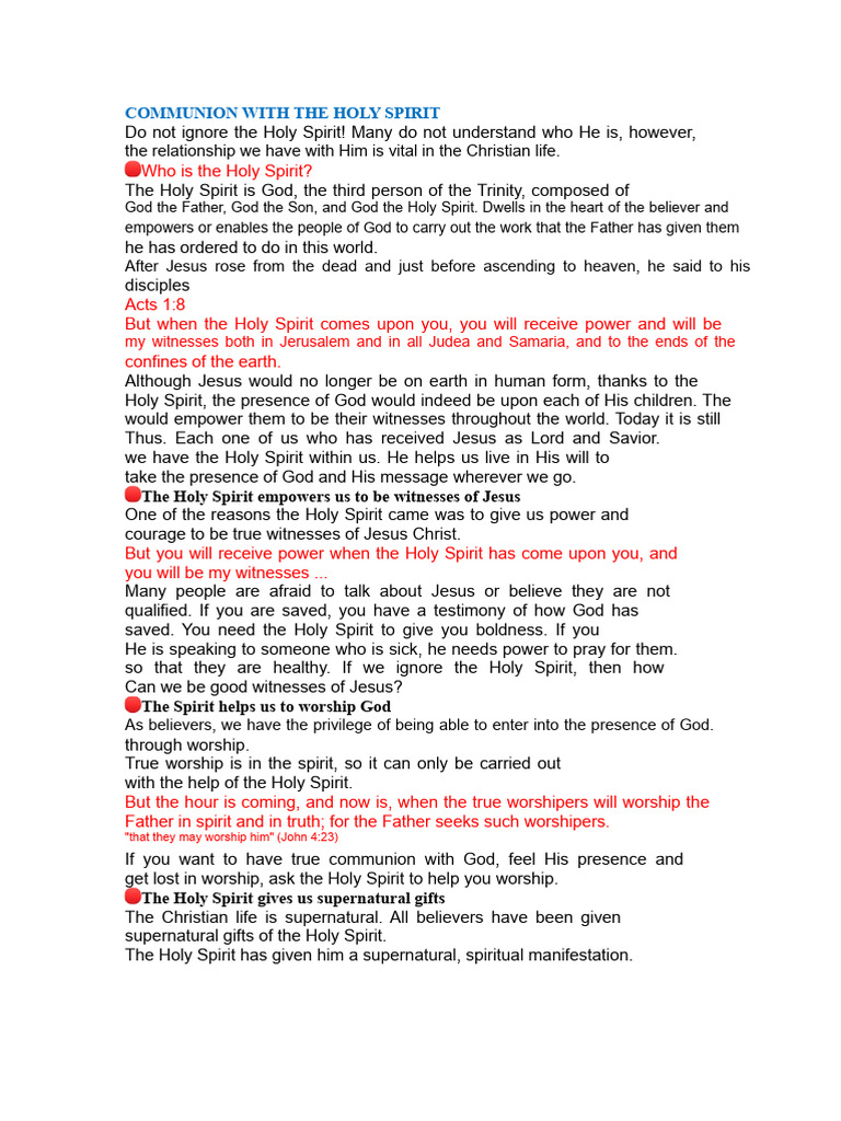 Understanding Communion with the Holy Spirit | PDF | Holy Spirit ...