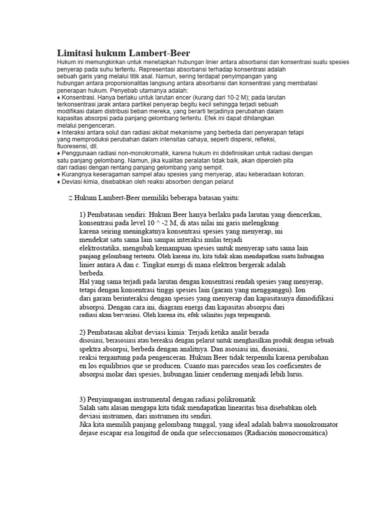 Limitasi Hukum Lambert-Beer dalam Analisis | PDF