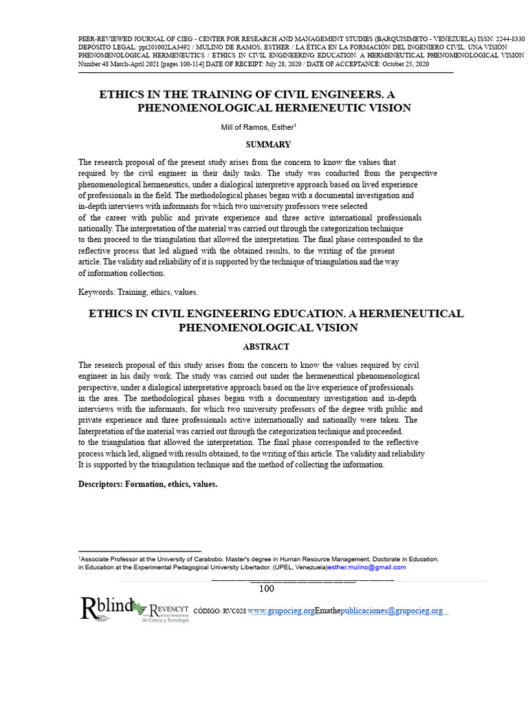 Ethics in Civil Engineering Education | PDF | Value (Ethics) | Hermeneutics